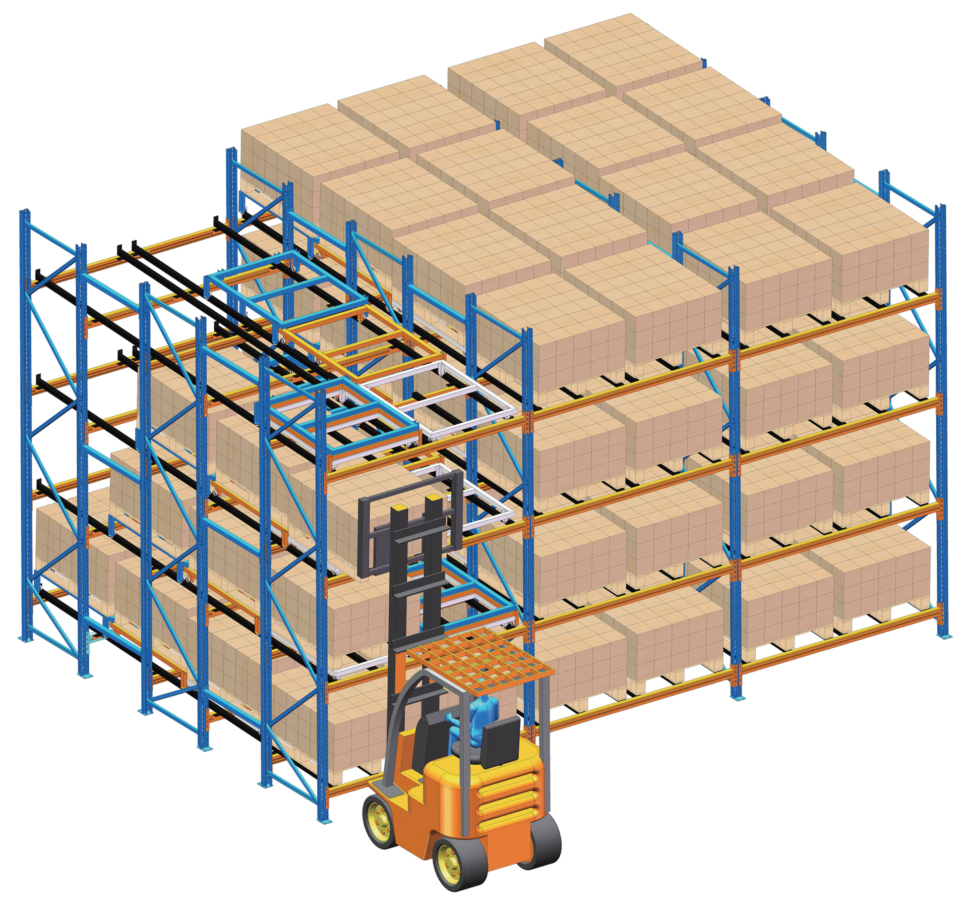 Push Back Racking kệ đẩy lùi